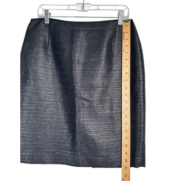 Elie Tahari 8 Stretch WOVEN BAMBOO Cindy Pencil Skirt $228 Textured Black - Picture 5 of 6
